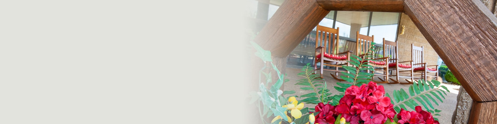 Flowers around chairs at Selmer Post Acute